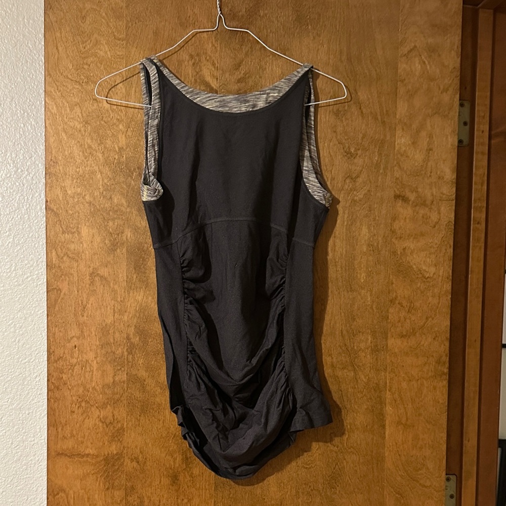 Lucy Black and Gray Ruched Tank Top - Picture 2 of 3